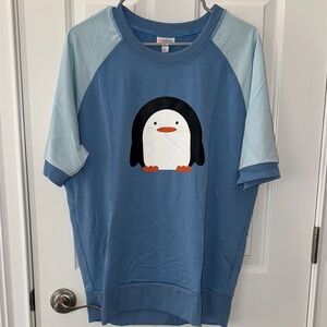Large Women’s Blue Penguin Shirt